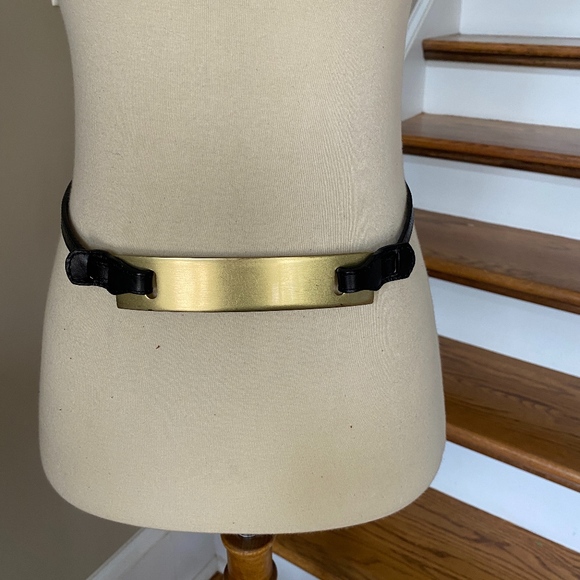Anthropologie Accessories - Anthropologie Black Leather and Brass Belt S